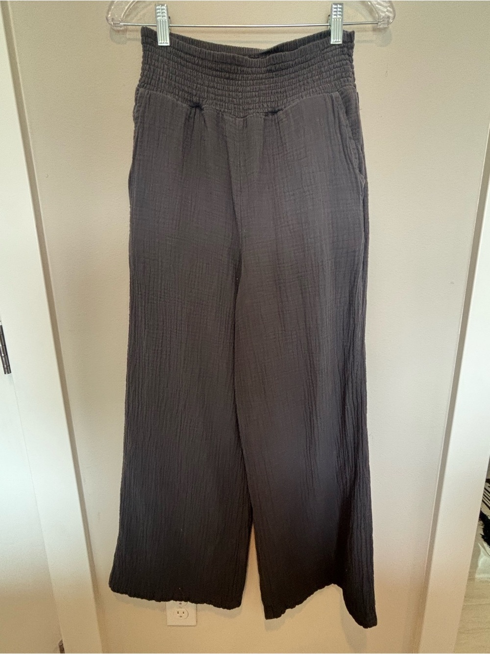 Billabong Charcoal Wide-Leg Smocked Waist Pants